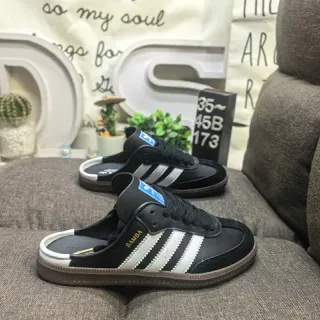 Adidas Black White Leather Upper Three-Stripe Side Panel Loafer