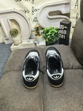 Adidas Black White Leather Upper Three Stripes Lifestyle Sneakers 8