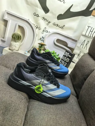 Adidas 蓝黑 工程网面鞋面 三条纹侧边品牌 跑鞋 9