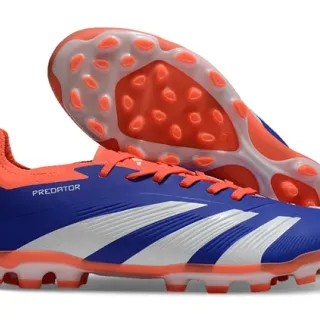 Adidas Bleu Orange Bas Coupe Upper Synthétique Trois Bandes Blanches Firm-Ground Chaussures de Football
