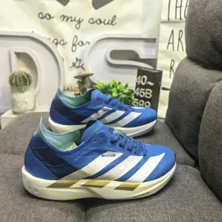 Adidas أحذية أداء أزرق أبيض ذهبي
