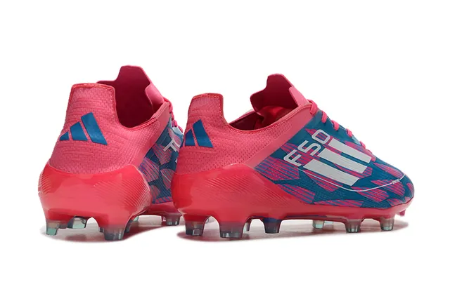 Adidas F50 Rosa Azul Zapatos de Fútbol con Corte Bajo, Ajuste de Calcetín, Parte Superior para Piso Firme 5