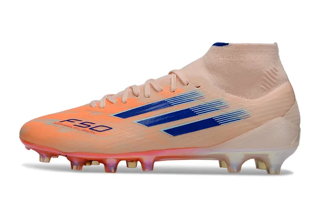Adidas F50 Sparkle Fusion Beige Orange Blue Chaussures de football pour terrain ferme 7