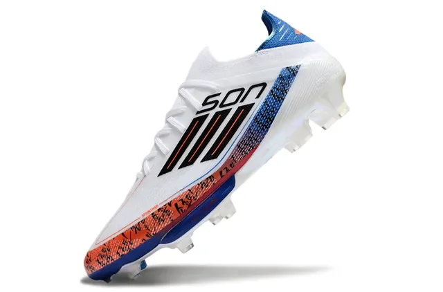 Adidas F50 Blanco Azul Bajo Corte Tejido Superior Placa Translucida Césped Firme Zapatos de Fútbol 3