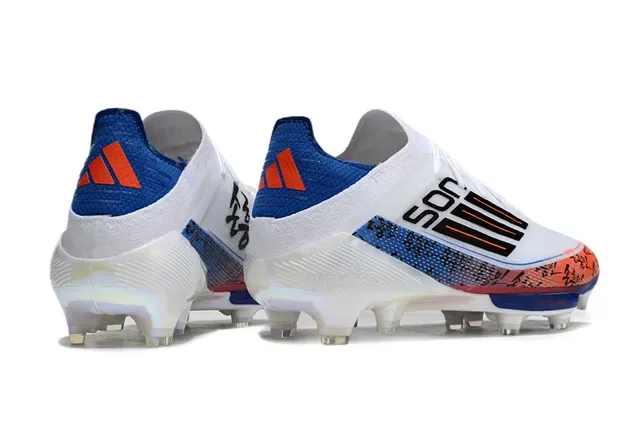 Adidas F50 Blanco Azul Bajo Corte Tejido Superior Placa Translucida Césped Firme Zapatos de Fútbol 5