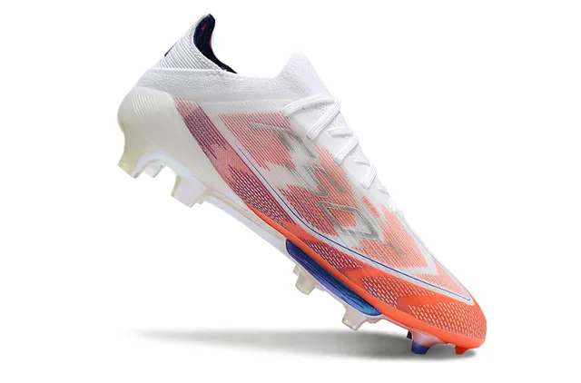 Adidas F50 Branco Laranja Upper Knit Leve Sprintweb Cage Overlay Firm-Ground Sapatos de Futebol Campo Firme 2