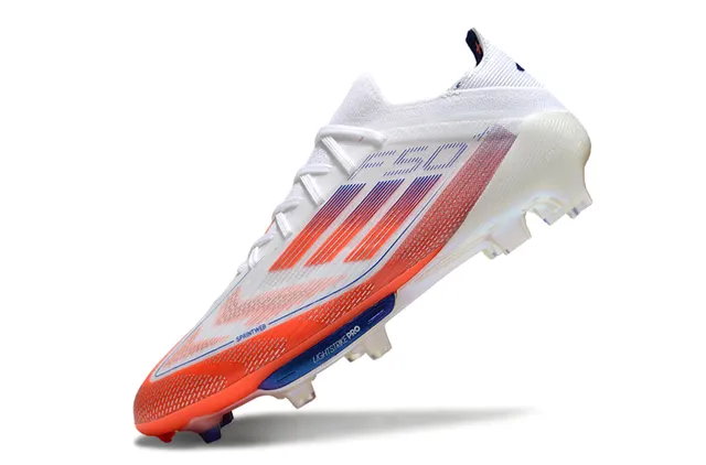 Adidas F50 Branco Laranja Upper Knit Leve Sprintweb Cage Overlay Firm-Ground Sapatos de Futebol Campo Firme 3