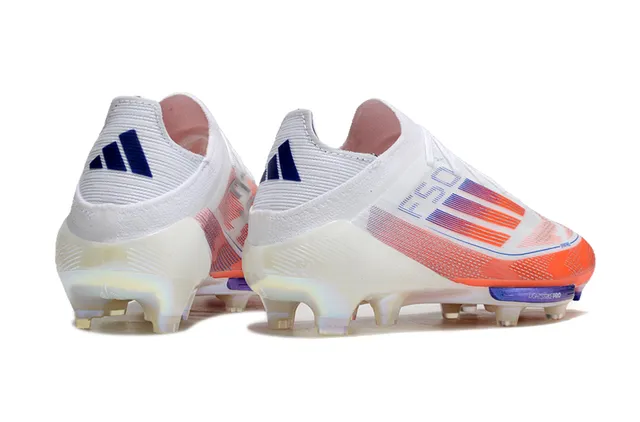 Adidas F50 Branco Laranja Upper Knit Leve Sprintweb Cage Overlay Firm-Ground Sapatos de Futebol Campo Firme 5