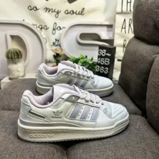 Adidas Forum Gray Pink Low-Top Perforated Toe Lifestyle Sneakers