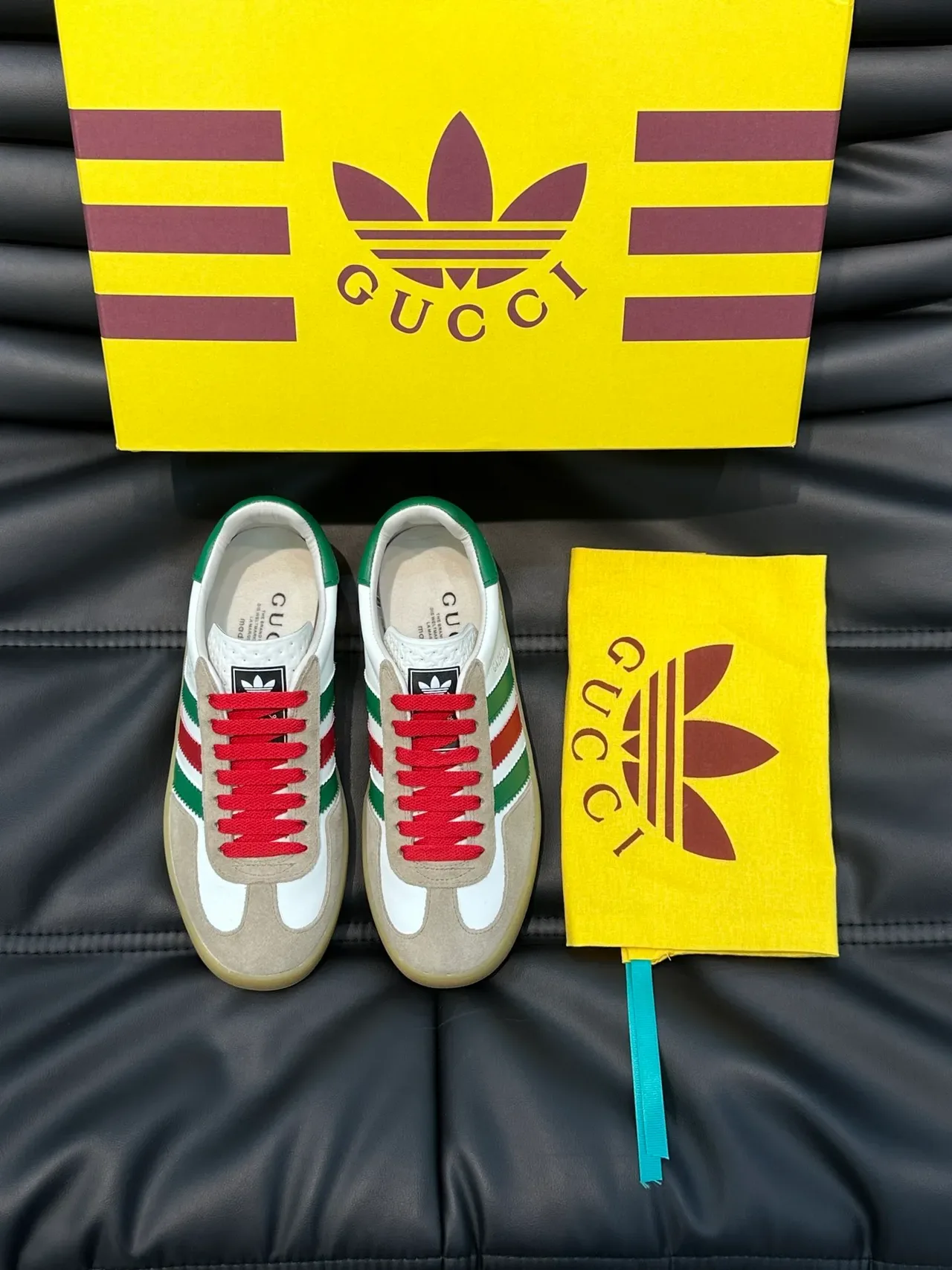 Adidas Gazelle White Green Red Suede Lifestyle Sneakers 5