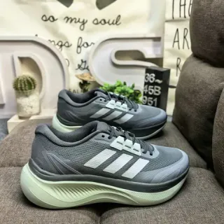 Adidas Gray Green Mesh Upper Three-Stripe Side Branding Lifestyle Sneakers