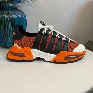 Adidas برتقالي أسود محبك علوي Three Stripes كثيف سنيكرز
