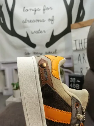 Adidas Orange Brown Low-Top Three-Stripe Side Panel Lifestyle Sneakers 3