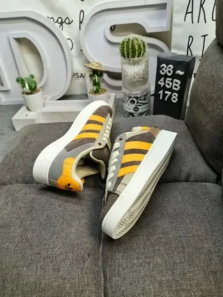 Adidas Orange Brown Low-Top Three-Stripe Side Panel Lifestyle Sneakers 6