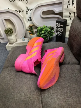 Adidas Rosa Naranja Baja de perfil Silueta de carreras Malla ingenieril superior Zapatos de correr 6