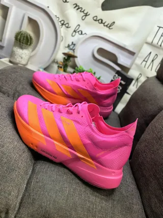 Adidas Rosa Naranja Baja de perfil Silueta de carreras Malla ingenieril superior Zapatos de correr 7