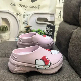 Adidas Pink Red Chunky Platform Molded Foam Clog