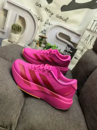 Adidas Tênis de Corrida Cabedal Monocromático Rosa Vermelho Vibrante Design de Listras Tricolor 7