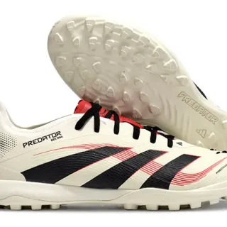 Adidas Predator Beige Black Low-Cut Silhouette Textured Synthetic Upper Artificial-Grass Soccer Shoes