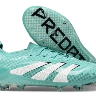 Adidas Predator Azul Blanco Textura Superior a Cuadros Tres Rayas Tierra Firme Zapatos de Fútbol