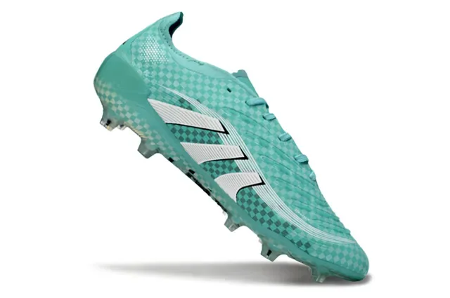 Adidas Predator नीला सफेद चेकरेड ऊपरी टेक्सचर तीन पट्टियाँ पक्की धरती फुटबॉल जूते 2
