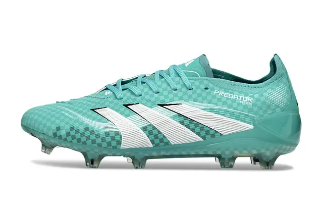 Adidas Predator नीला सफेद चेकरेड ऊपरी टेक्सचर तीन पट्टियाँ पक्की धरती फुटबॉल जूते 7
