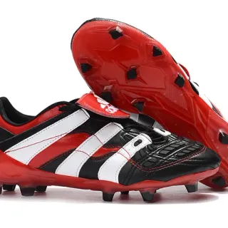 Adidas Predator 无鞋带系带 红色 黑色 白色 钉地足球鞋