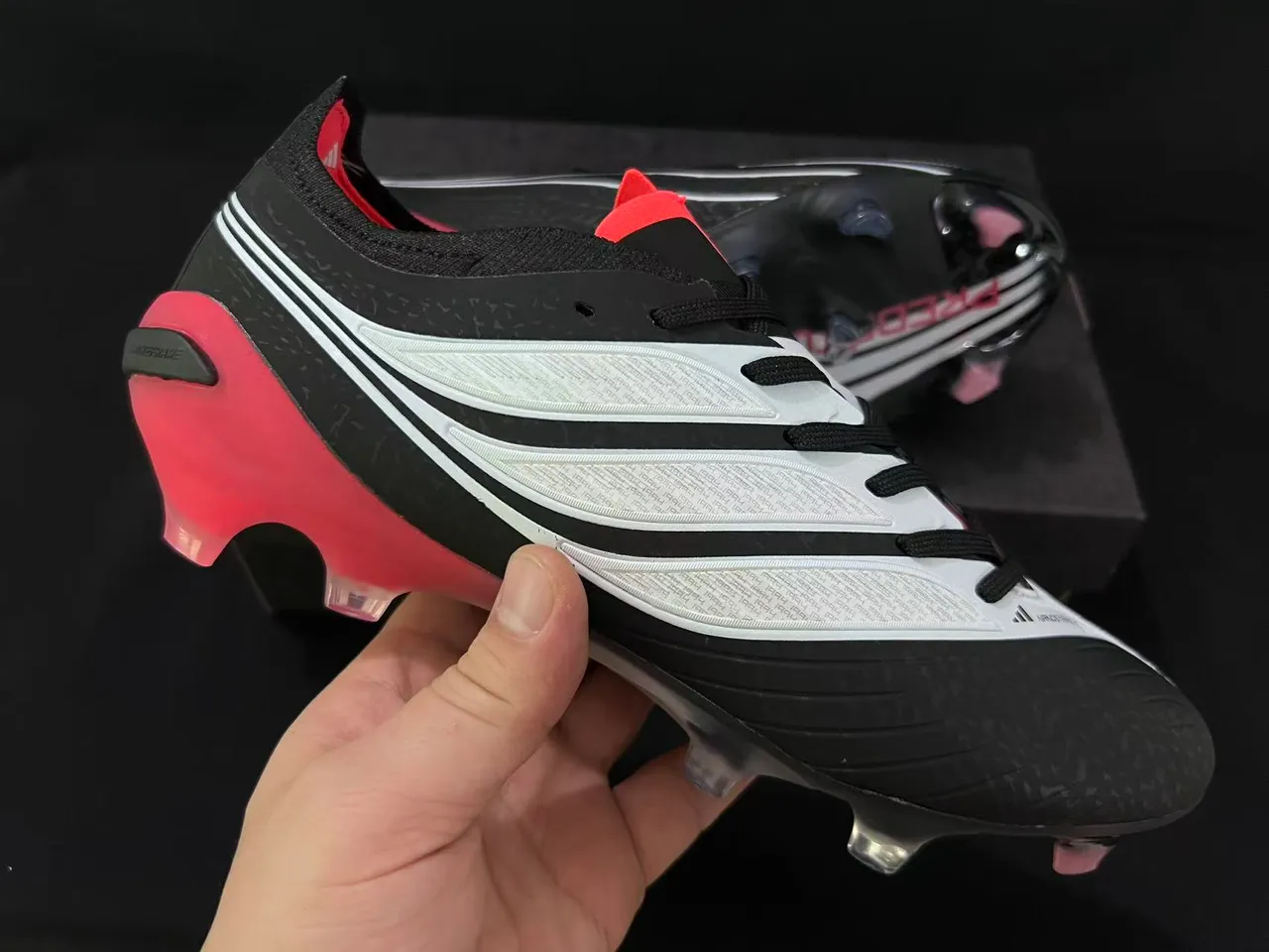 Adidas Predator Nanostrike+ Negro Blanco Rosa Tierra firme Zapatos de fútbol 6