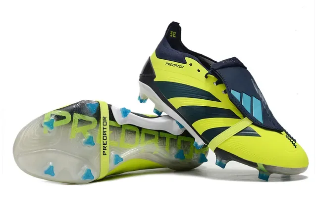 Adidas Predator أصفر نيون بحري Firm-Ground أحذية كرة القدم 4