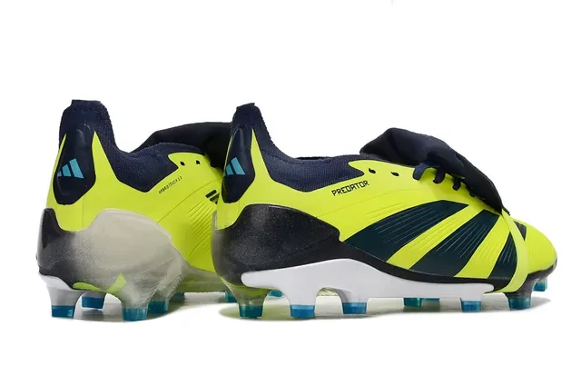 Adidas Predator أصفر نيون بحري Firm-Ground أحذية كرة القدم 5