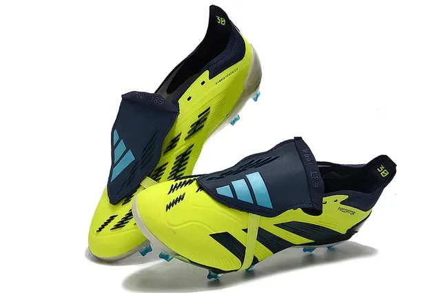 Adidas Predator أصفر نيون بحري Firm-Ground أحذية كرة القدم 7