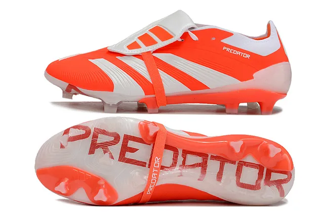Adidas Predator কমলা সাদা লো-কাট সিলুয়েট কেজ-স্টাইল স্ট্র্যাপ ক্লোজার ফার্ম-গ্রাউন্ড ফুটবল জুতা 6