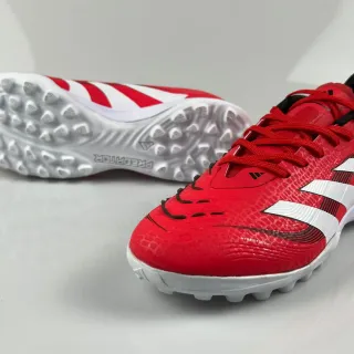 Adidas Predator Red White Textured Synthetic Upper Low-Cut Lace-Up Artificial-Grass Soccer Shoes