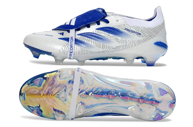 Adidas Predator Branco Azul Holográfico Firm-Ground Sapatos de Futebol 6