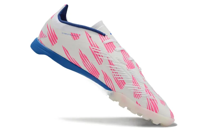 Adidas Predator White Blue Low-Cut Synthetic Upper Diagonal Pink Graphic Overlay Turf Soccer Shoes 2