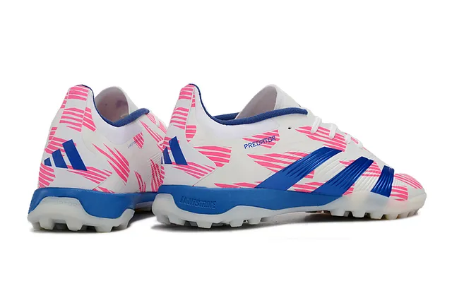 Adidas Predator White Blue Low-Cut Synthetic Upper Diagonal Pink Graphic Overlay Turf Soccer Shoes 5