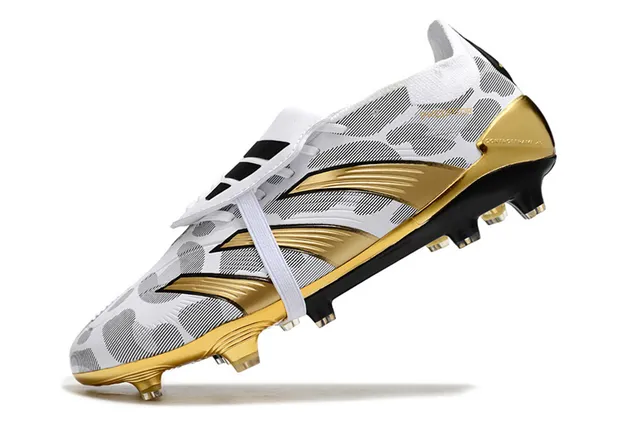 Adidas Predator Accents Blanc Or Métallique Motif Géométrique Tige Chaussures de Football Terrain Ferme 3