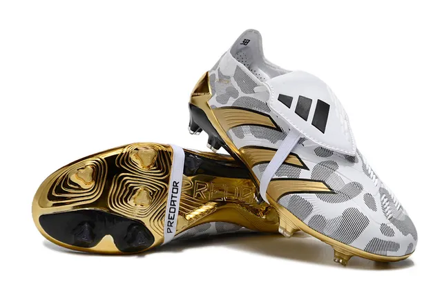 Adidas Predator Accents Blanc Or Métallique Motif Géométrique Tige Chaussures de Football Terrain Ferme 4