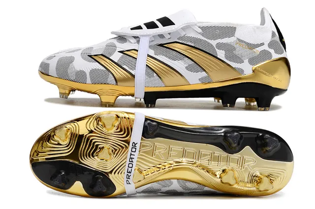 Adidas Predator Accents Blanc Or Métallique Motif Géométrique Tige Chaussures de Football Terrain Ferme 6