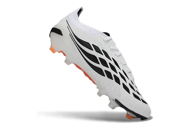 Adidas Predator White Pink Low-Cut Knit Upper Gradient Three Stripes Firm-Ground Soccer Shoes 2