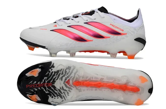 Adidas Predator White Pink Low-Cut Knit Upper Gradient Three Stripes Firm-Ground Soccer Shoes 6