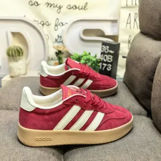 Adidas Red Beige Suede Upper Three-Stripe Side Panel Lifestyle Sneakers