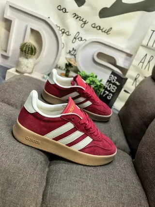 Adidas Red Beige Suede Upper Three-Stripe Side Panel Lifestyle Sneakers 9