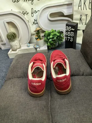 Adidas Red Beige Suede Upper Three-Stripe Side Panel Lifestyle Sneakers 8