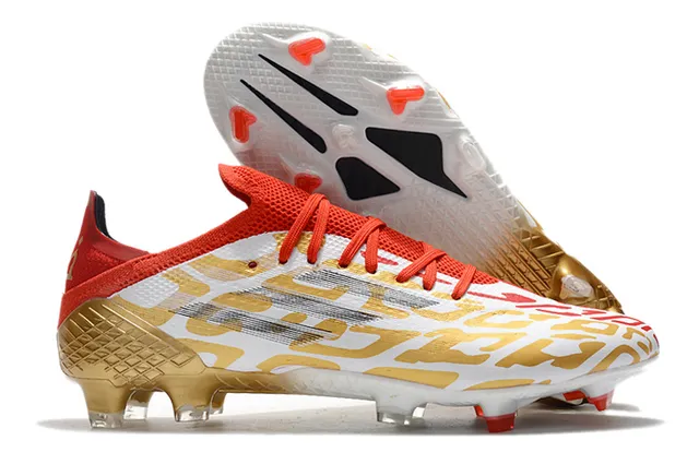 Adidas Red Gold Sapatos de futebol com upper sintético de corte baixo, jaula metálica e sola para gramado firme 19