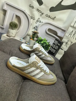 Adidas Samba Mule Loafers Beige et Blanc en Maille 9