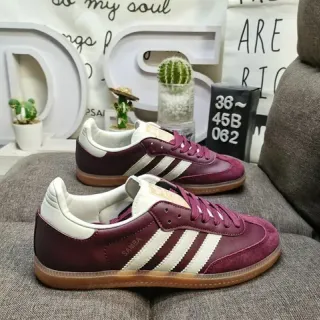 Adidas Samba Burgundy and White حذاء أسلوب حياة