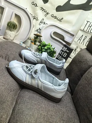 Adidas Samba Gray Beige Low-Top Three-Stripe Side Panel Lifestyle Sneakers 7