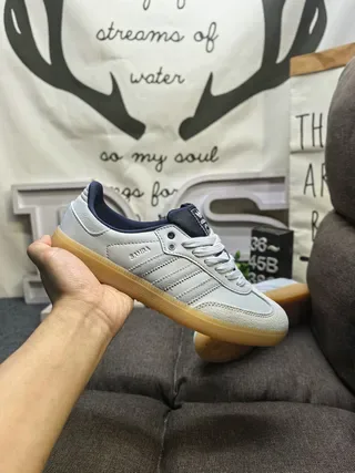 Adidas Samba Tênis Lifestyle Cinza Claro e Marinho 5