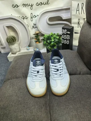 Adidas Samba Tênis Lifestyle Cinza Claro e Marinho 10